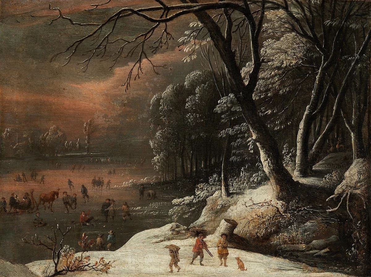 Johann Christian Vollerdt - Paesaggio invernale con pattinatori